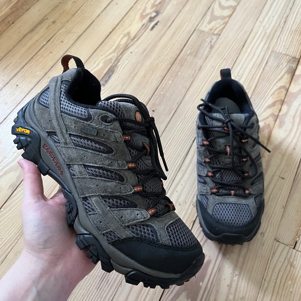 Merrell Moab 2 Waterproof Hiking Shoes Mens 8 Granite Grey Leather Vibram J06029